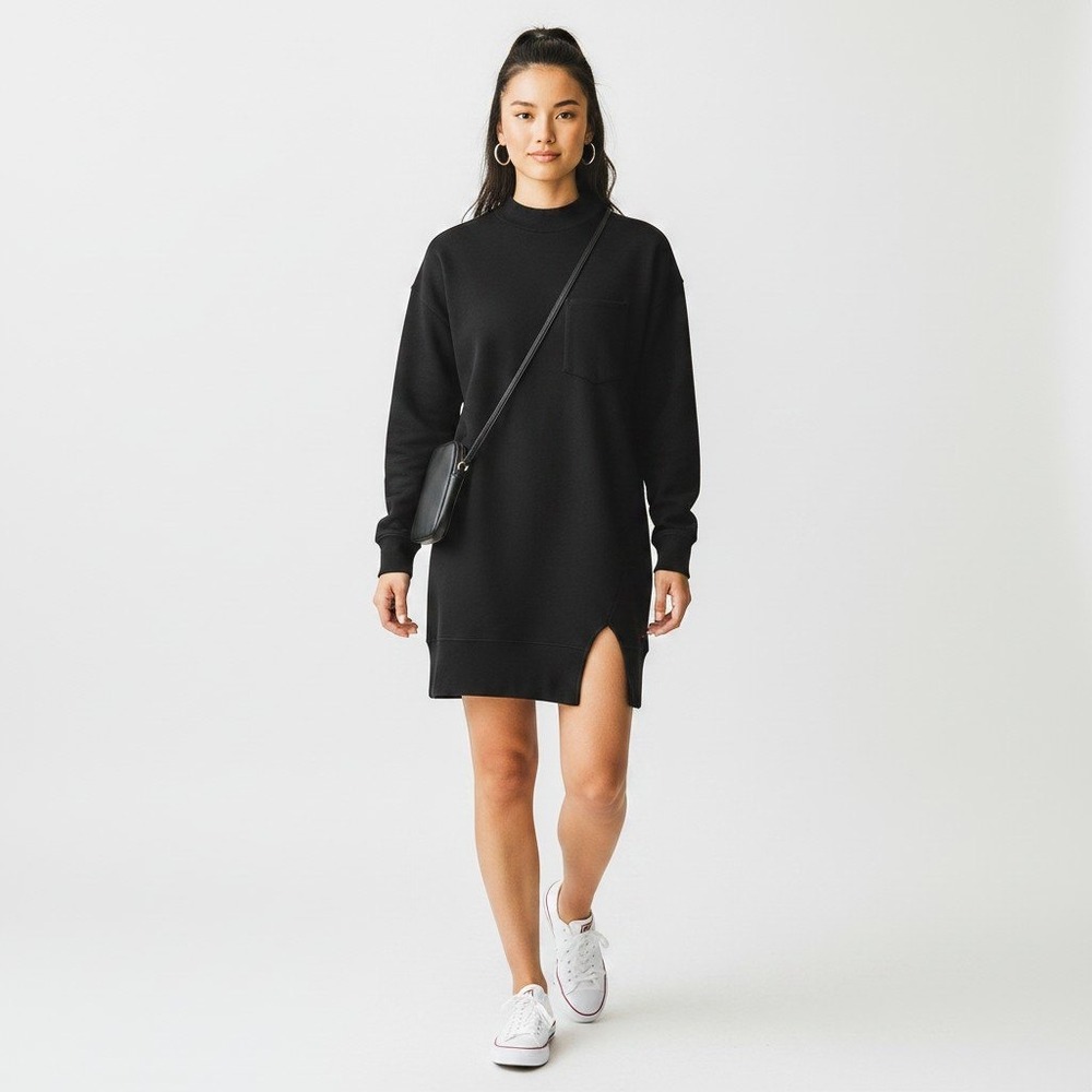 n:Philanthropy Pari Dress NWT XS Black Cotton Sweatshirt Tunic Athleisure‎